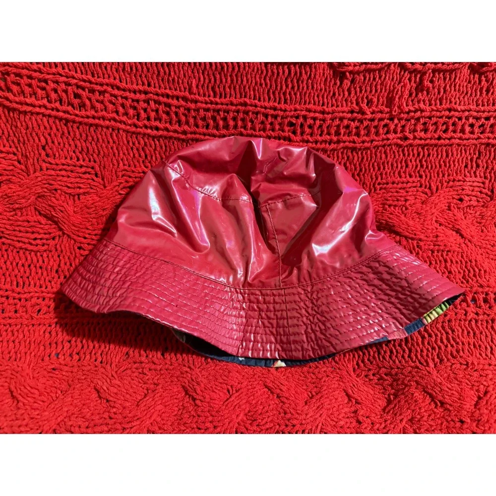 VTG Sailmaker Outerwear Red Vinyl Bucket Hat Shiny Rain Hat  One Size Fits All